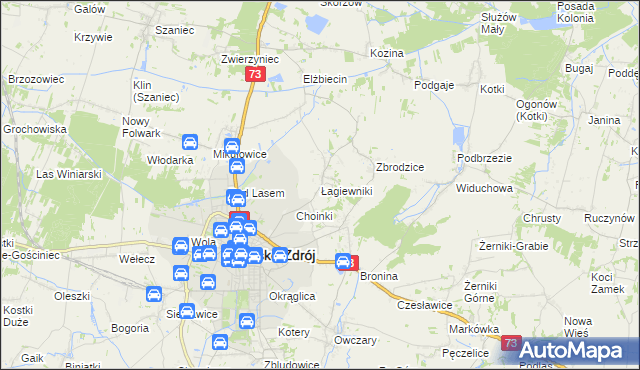 mapa Łagiewniki gmina Busko-Zdrój, Łagiewniki gmina Busko-Zdrój na mapie Targeo