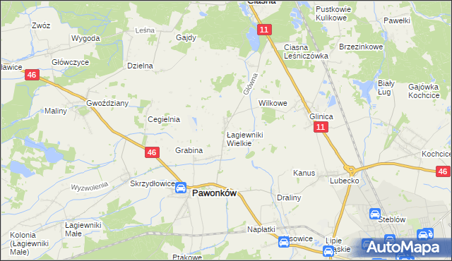 mapa Łagiewniki Wielkie, Łagiewniki Wielkie na mapie Targeo