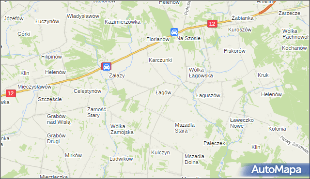 mapa Łagów gmina Przyłęk, Łagów gmina Przyłęk na mapie Targeo