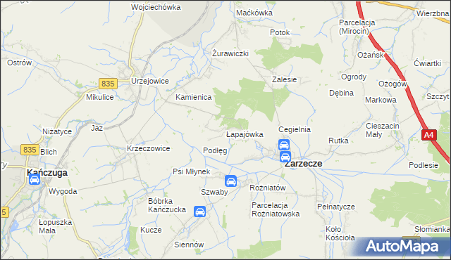 mapa Łapajówka gmina Zarzecze, Łapajówka gmina Zarzecze na mapie Targeo