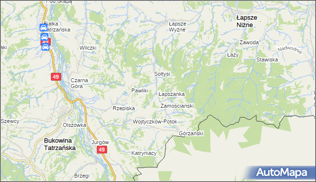 mapa Łapszanka, Łapszanka na mapie Targeo