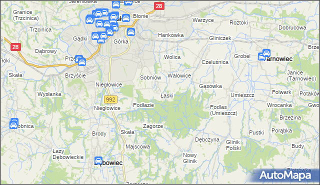 mapa Łaski gmina Jasło, Łaski gmina Jasło na mapie Targeo