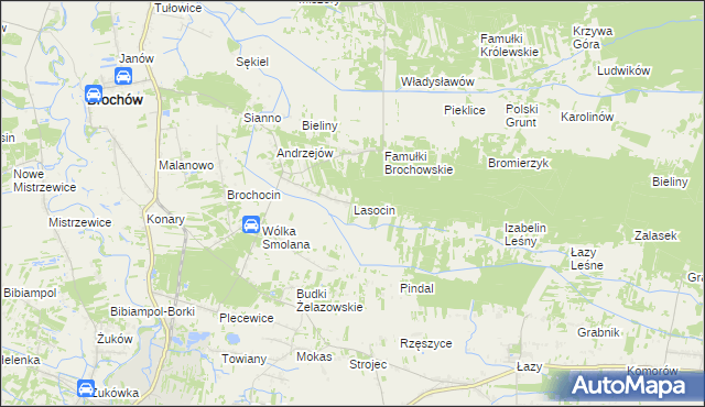 mapa Lasocin gmina Brochów, Lasocin gmina Brochów na mapie Targeo