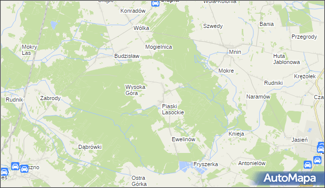 mapa Lasocin gmina Łopuszno, Lasocin gmina Łopuszno na mapie Targeo