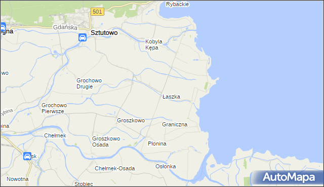 mapa Łaszka, Łaszka na mapie Targeo