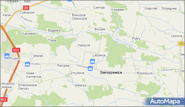 mapa Latowice, Latowice na mapie Targeo