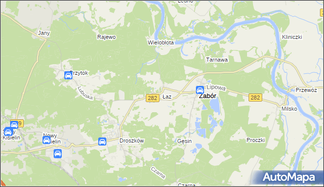 mapa Łaz gmina Zabór, Łaz gmina Zabór na mapie Targeo