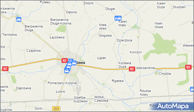 mapa Łążek gmina Kłodawa, Łążek gmina Kłodawa na mapie Targeo