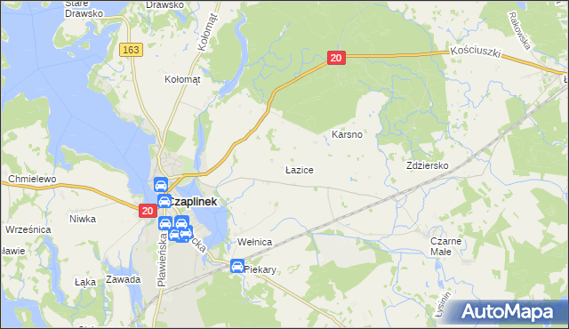 mapa Łazice, Łazice na mapie Targeo