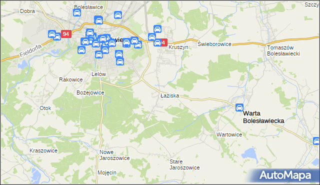 mapa Łaziska gmina Bolesławiec, Łaziska gmina Bolesławiec na mapie Targeo