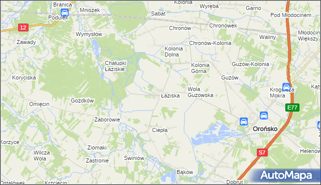 mapa Łaziska gmina Orońsko, Łaziska gmina Orońsko na mapie Targeo