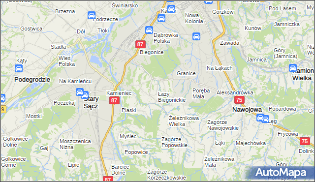 mapa Łazy Biegonickie, Łazy Biegonickie na mapie Targeo