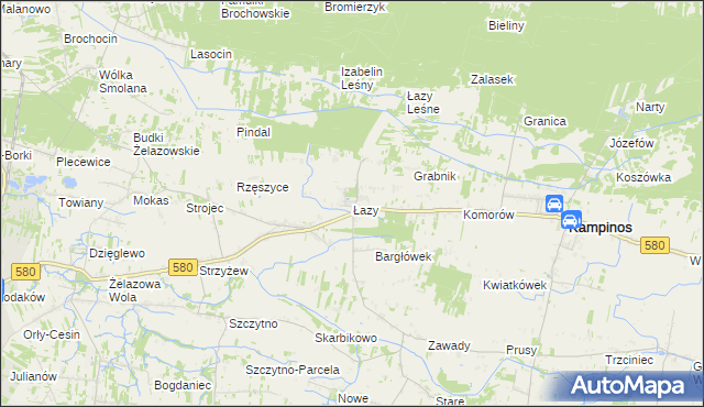 mapa Łazy gmina Kampinos, Łazy gmina Kampinos na mapie Targeo