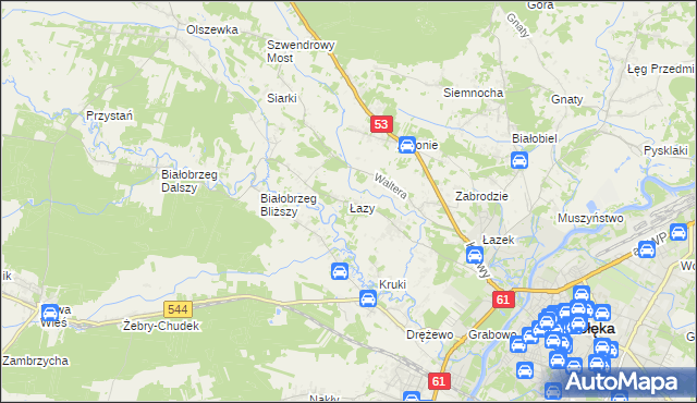 mapa Łazy gmina Olszewo-Borki, Łazy gmina Olszewo-Borki na mapie Targeo