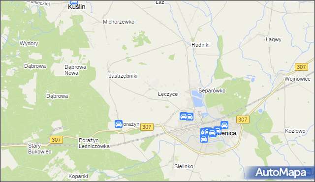 mapa Łęczyce gmina Opalenica, Łęczyce gmina Opalenica na mapie Targeo