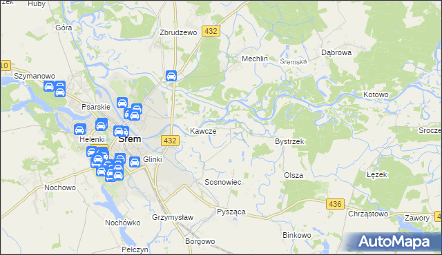 mapa Łęg gmina Śrem, Łęg gmina Śrem na mapie Targeo