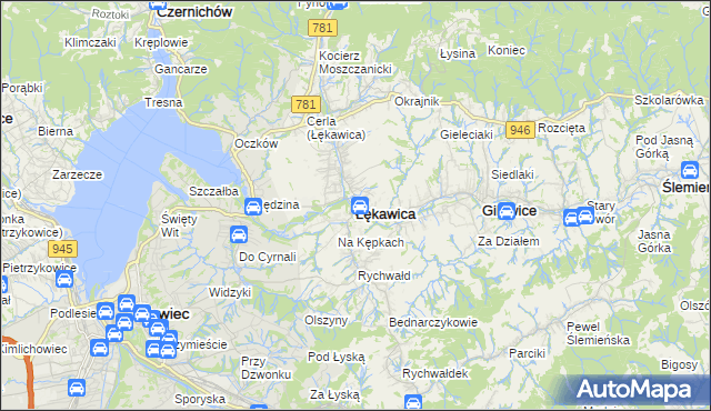 mapa Łękawica powiat żywiecki, Łękawica powiat żywiecki na mapie Targeo