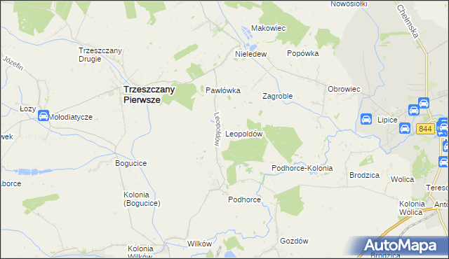 mapa Leopoldów gmina Trzeszczany, Leopoldów gmina Trzeszczany na mapie Targeo