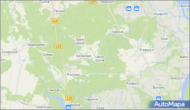 mapa Leśno Górne, Leśno Górne na mapie Targeo