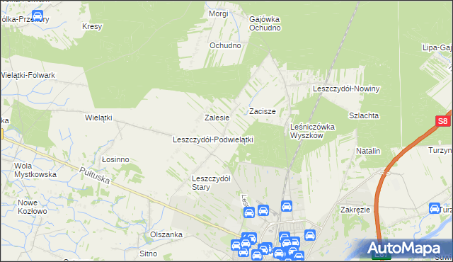 mapa Leszczydół-Pustki, Leszczydół-Pustki na mapie Targeo