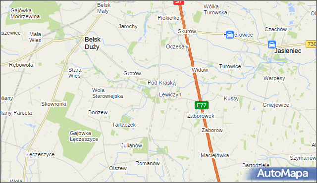 mapa Lewiczyn gmina Belsk Duży, Lewiczyn gmina Belsk Duży na mapie Targeo