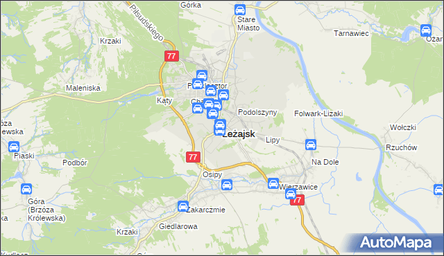 mapa Leżajsk, Leżajsk na mapie Targeo