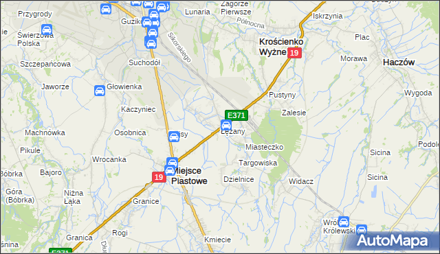 mapa Łężany gmina Miejsce Piastowe, Łężany gmina Miejsce Piastowe na mapie Targeo