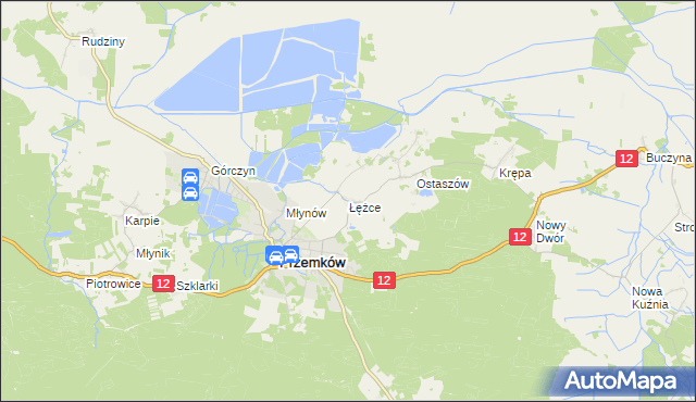 mapa Łężce gmina Przemków, Łężce gmina Przemków na mapie Targeo