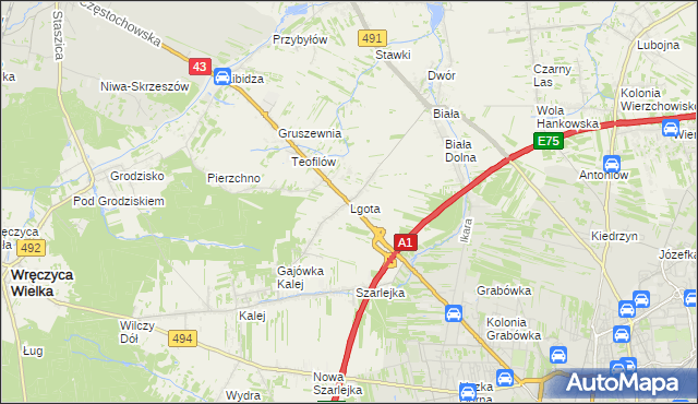 mapa Lgota gmina Kłobuck, Lgota gmina Kłobuck na mapie Targeo