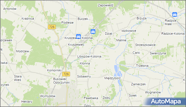 mapa Libiszów gmina Opoczno, Libiszów gmina Opoczno na mapie Targeo