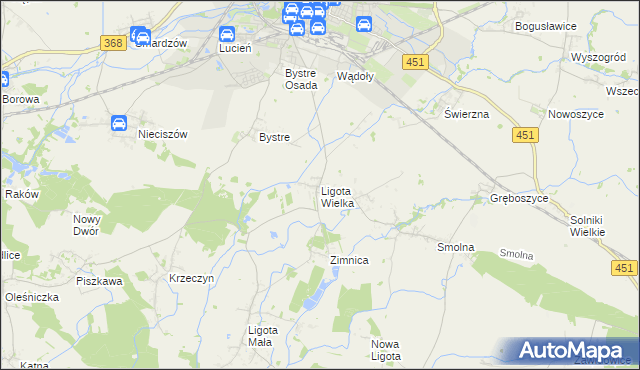 mapa Ligota Wielka gmina Oleśnica, Ligota Wielka gmina Oleśnica na mapie Targeo