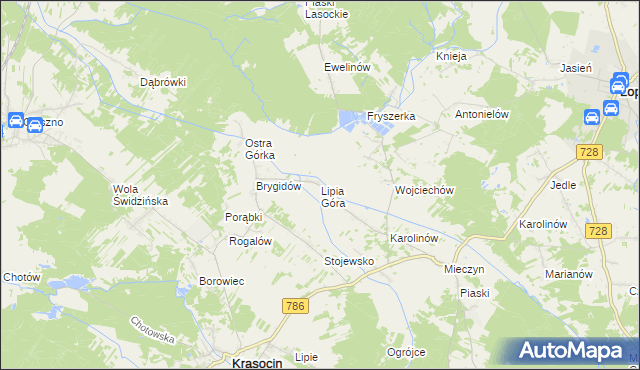 mapa Lipia Góra gmina Krasocin, Lipia Góra gmina Krasocin na mapie Targeo