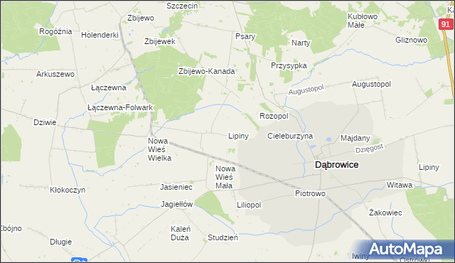 mapa Lipiny gmina Przedecz, Lipiny gmina Przedecz na mapie Targeo