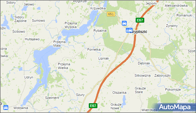 mapa Lipniak gmina Szypliszki, Lipniak gmina Szypliszki na mapie Targeo