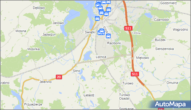 mapa Lipnica gmina Szczecinek, Lipnica gmina Szczecinek na mapie Targeo