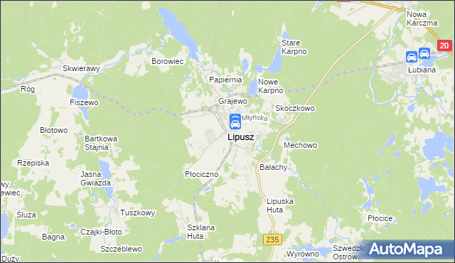 mapa Lipusz, Lipusz na mapie Targeo