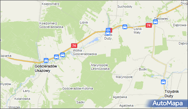 mapa Liśnik Duży-Kolonia, Liśnik Duży-Kolonia na mapie Targeo