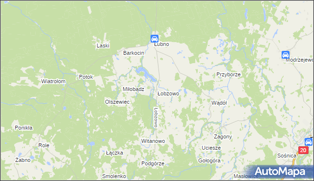 mapa Łobzowo gmina Kołczygłowy, Łobzowo gmina Kołczygłowy na mapie Targeo
