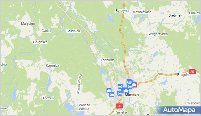 mapa Łodzierz, Łodzierz na mapie Targeo