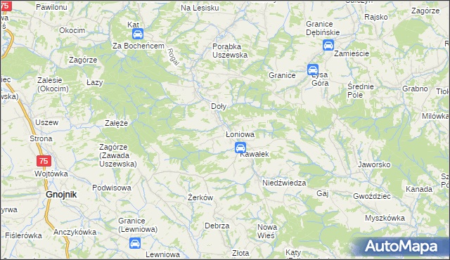 mapa Łoniowa, Łoniowa na mapie Targeo