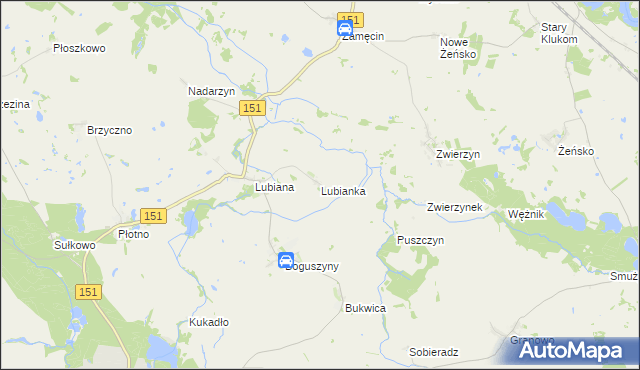 mapa Lubianka gmina Pełczyce, Lubianka gmina Pełczyce na mapie Targeo