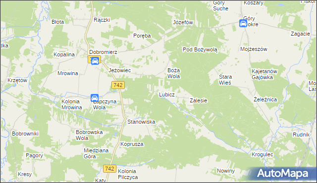 mapa Lubicz gmina Kluczewsko, Lubicz gmina Kluczewsko na mapie Targeo