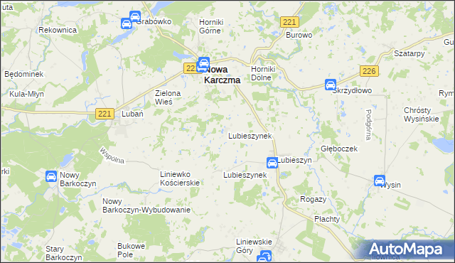 mapa Lubieszynek gmina Nowa Karczma, Lubieszynek gmina Nowa Karczma na mapie Targeo