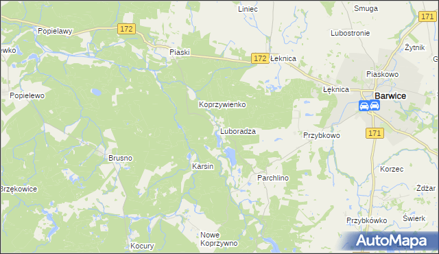 mapa Luboradza, Luboradza na mapie Targeo