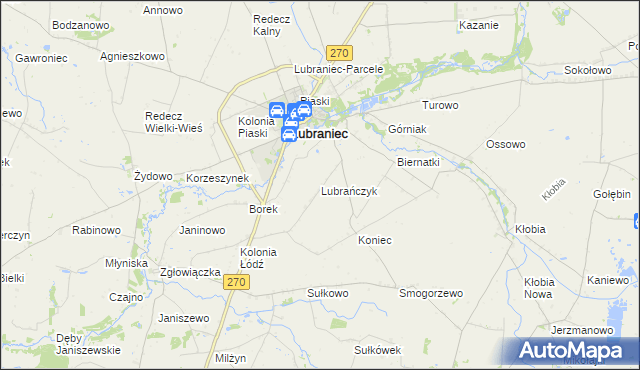 mapa Lubrańczyk, Lubrańczyk na mapie Targeo