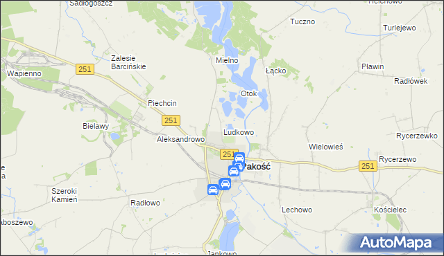 mapa Ludkowo gmina Pakość, Ludkowo gmina Pakość na mapie Targeo