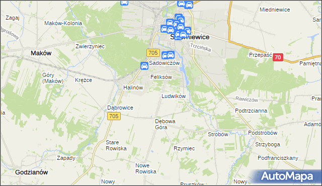 mapa Ludwików gmina Skierniewice, Ludwików gmina Skierniewice na mapie Targeo