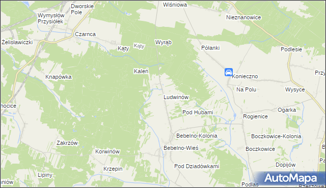 mapa Ludwinów gmina Włoszczowa, Ludwinów gmina Włoszczowa na mapie Targeo