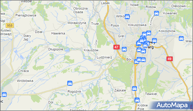mapa Ludźmierz, Ludźmierz na mapie Targeo