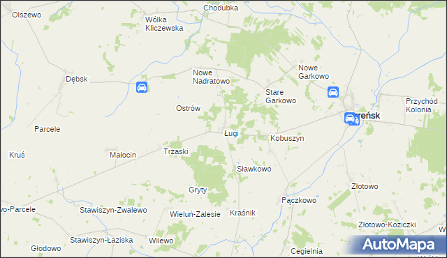 mapa Ługi gmina Szreńsk, Ługi gmina Szreńsk na mapie Targeo